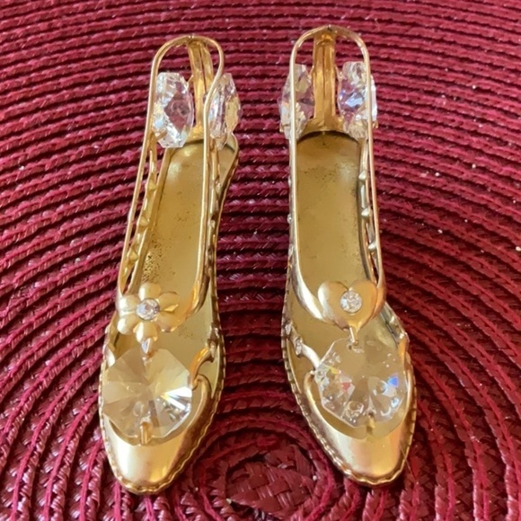 VINTAGE SWAROVSKI CRYSTAL & 24 GOLD PLATED SHOES AND PURSE DRESSING TABLE DECOR - Picture 3 of 8